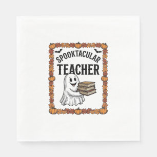 Halloween Leraar Spooktacular Geest Boeken Vintage Servet