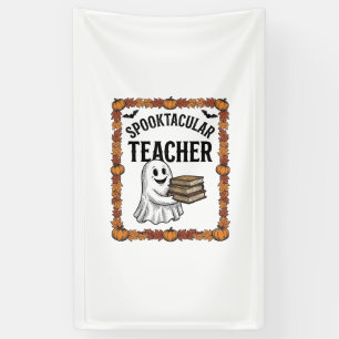Halloween Leraar Spooktacular Geest Boeken Vintage Spandoek