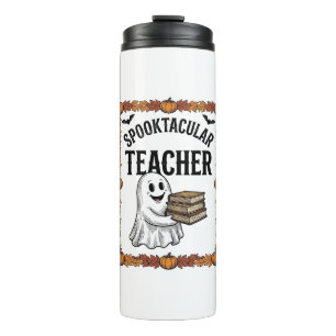 Halloween Leraar Spooktacular Geest Boeken Vintage Thermosbeker