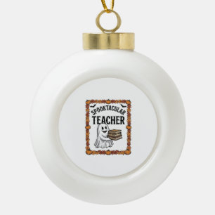 Halloween Leraar Spooktacular Geesten Boeken Vinta Keramische Bal Ornament