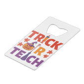Halloween leraar Trick of Teach Creditkaart Flessenopener (Achterkant Gekanteld)