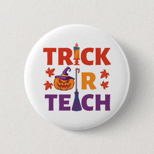 Halloween leraar Trick of Teach Ronde Button 5,7 Cm