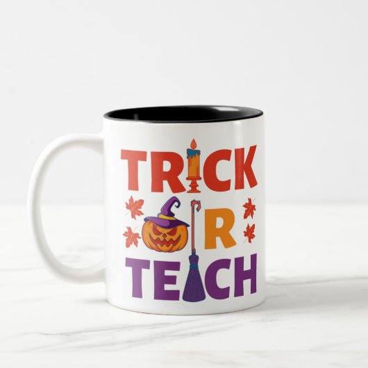 Halloween leraar Trick of Teach Tweekleurige Koffiemok (Links)