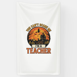 Halloween Leraar Vintage Grappig Griezelen School  Spandoek