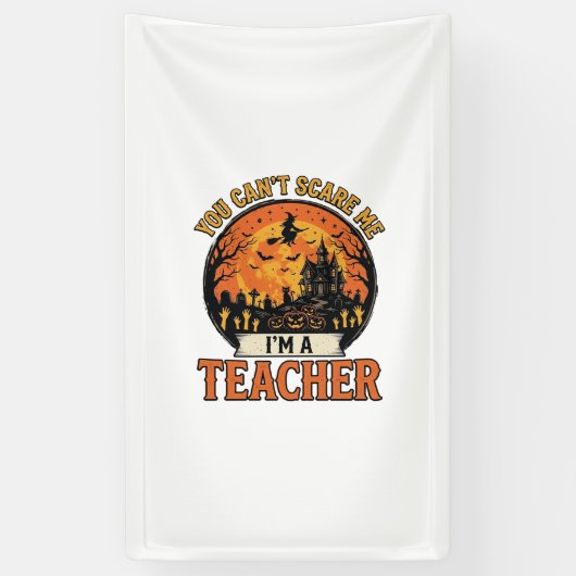 Halloween Leraar Vintage Grappig Griezelen School  Spandoek (Verticaal)