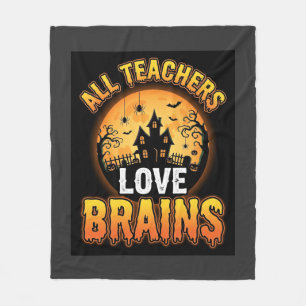 Halloween Leraar Zombie Hersenen Horror Maan Ontwe Fleece Deken