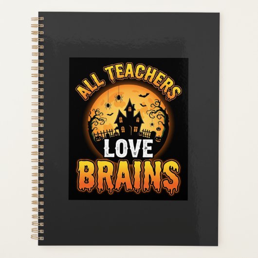 Halloween Leraar Zombie Hersenen Horror Maan Ontwe Planner (Voorkant)
