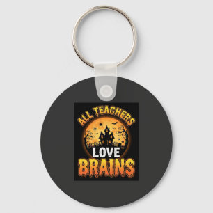 Halloween Leraar Zombie Hersenen Horror Maan Ontwe Sleutelhanger
