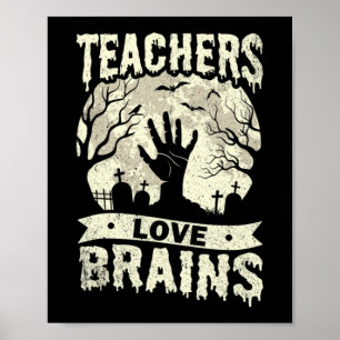 halloween leraren houden van brainzombie - school poster