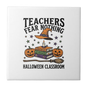 Halloween leraren shirt met heksachtige boeken_1 tegeltje