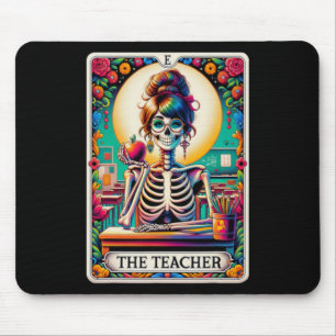 Halloween Leraren Tarot Kaart Spooky Skeleton Het Muismat
