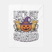 Halloween Let's Get Smashed Pompoen Bier Fleece Deken (Voorkant)