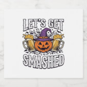 Halloween Let's Get Smashed Pompoen Bier Sparkling Wijnetiket (Enkel label)