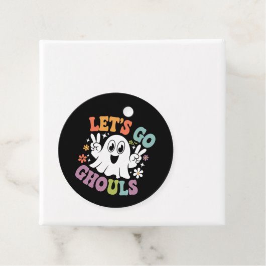 Halloween Let's Go Ghouls Ghost Retro Kostuum Bedankjes Labels (In situ)