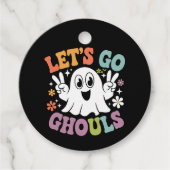 Halloween Let's Go Ghouls Ghost Retro Kostuum Bedankjes Labels (Voorkant)