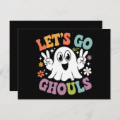 Halloween Let's Go Ghouls Ghost Retro Kostuum Briefkaart (Voorkant / Achterkant)