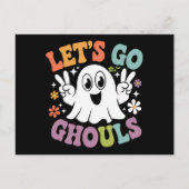 Halloween Let's Go Ghouls Ghost Retro Kostuum Briefkaart (Voorkant)