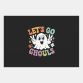 Halloween Let's Go Ghouls Ghost Retro Kostuum Inpakpapier Vel (Voorkant)