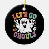 Halloween Let's Go Ghouls Ghost Retro Kostuum Keramisch Ornament (Voorkant)