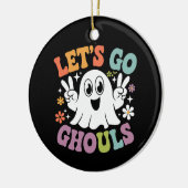 Halloween Let's Go Ghouls Ghost Retro Kostuum Keramisch Ornament (Links)