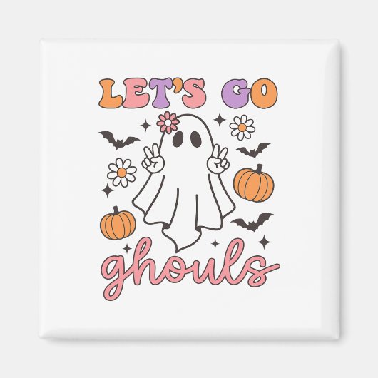 Halloween Let's Go Ghouls Ghost Retro Kostuum Vrou Magneet (Voorkant)