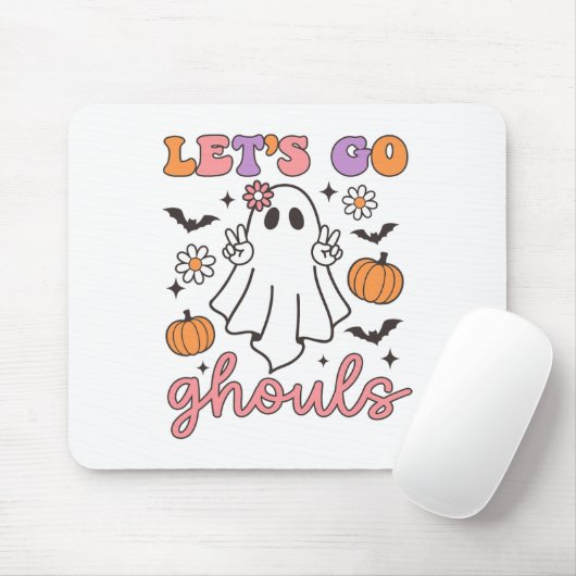 Halloween Let's Go Ghouls Ghost Retro Kostuum Vrou Muismat (Met muis)