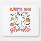 Halloween Let's Go Ghouls Ghost Retro Kostuum Vrou Muismat (Voorkant)