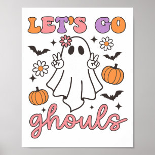 Halloween Let's Go Ghouls Ghost Retro Kostuum Vrou Poster