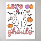 Halloween Let's Go Ghouls Ghost Retro Kostuum Vrou Poster (Voorkant)