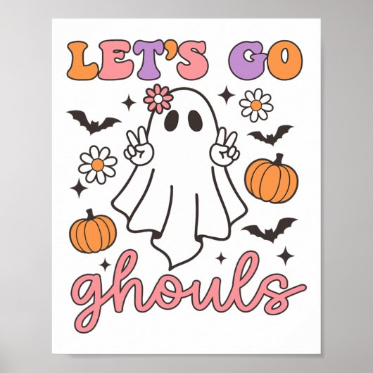 Halloween Let's Go Ghouls Ghost Retro Kostuum Vrou Poster (Voorkant)