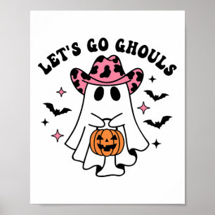 Halloween Let's Go Ghouls Ghost Retro Kostuum Vrou Poster