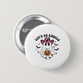 Halloween Let's Go Ghouls Ghost Retro Kostuum Vrou Ronde Button 5,7 Cm (Voorkant /achterkant)