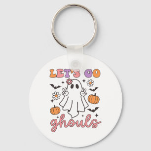 Halloween Let's Go Ghouls Ghost Retro Kostuum Vrou Sleutelhanger