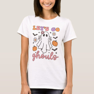 Halloween Let's Go Ghouls Ghost Retro Kostuum Vrou T-shirt