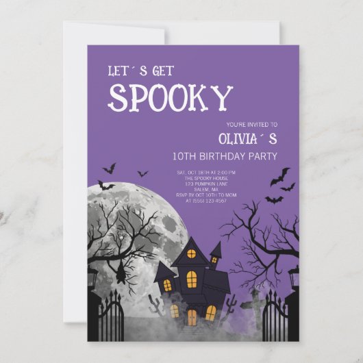 Halloween Let's Worden Spooky 10de Verjaardagsfees Kaart (Voorkant)