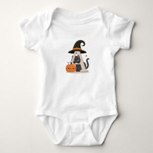 Halloween Letter A grappige zwarte kat cartoon Romper