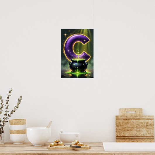 Halloween Letter C Witch Cauldron Classroom Poster (Keuken)