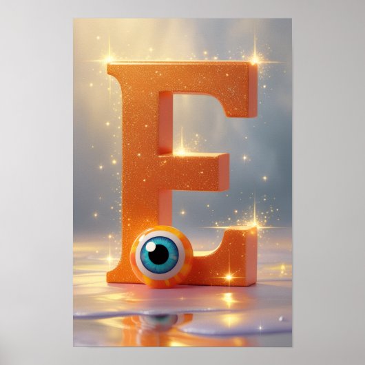 Halloween Letter E Monster Oog Klaskamer Muurkunst Poster (Voorkant)