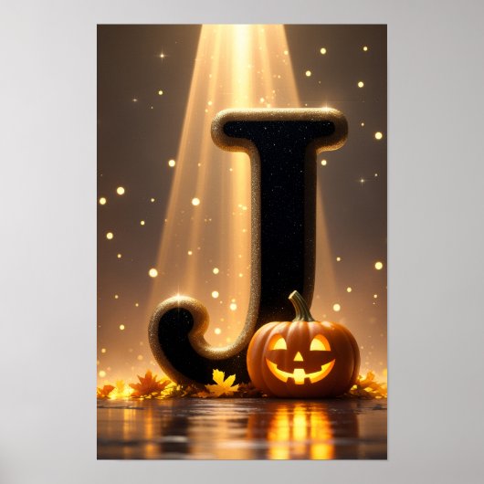 Halloween Letter J Pompoen Kinderen Klaslokaal Alf Poster (Voorkant)