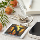 Halloween Letter N Enkele Traan Sleutelhanger (Voorkant Rechts)