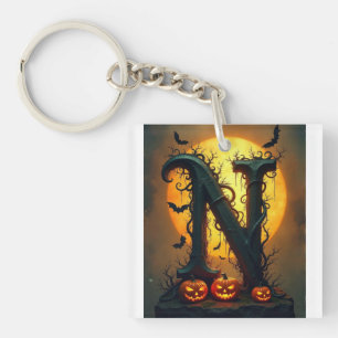 Halloween Letter N Enkele Traan Sleutelhanger