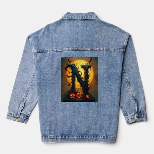 Halloween Letter N Single Tear Denim Jacket (Achterkant)
