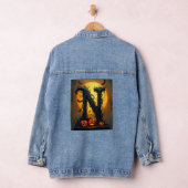 Halloween Letter N Single Tear Denim Jacket (Hangar)