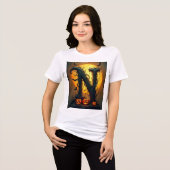 Halloween Letter N Single Tear Tri-Blend Shirt (Voorkant volledig)