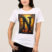 Halloween Letter N Single Tear Tri-Blend Shirt (Voorkant)
