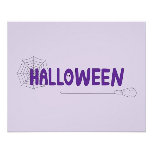 Halloween Lettering in Purple with Web and Witch Perfect Poster (Voorkant)