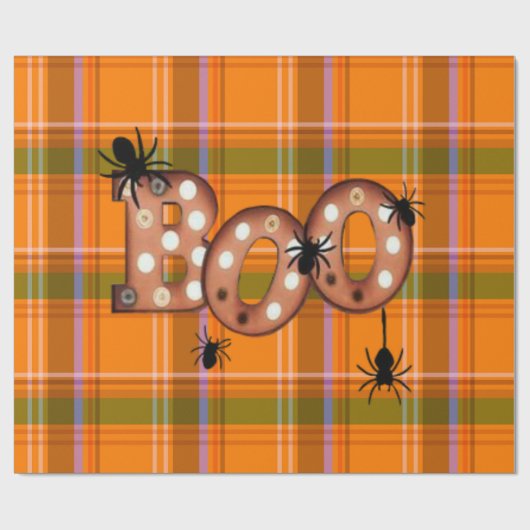 Halloween leuk geruit cadeaupapier (Vlak)