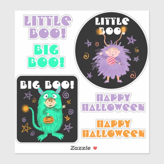 Halloween leuk karakter met boe  sticker (Vel)