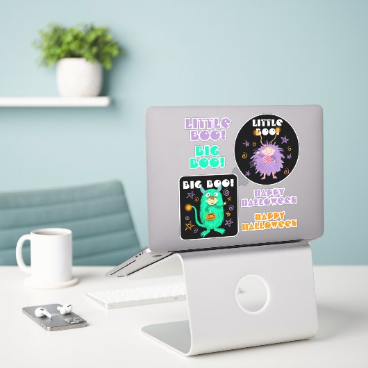 Halloween leuk leuk boek karakter sticker (Laptop op bureau)
