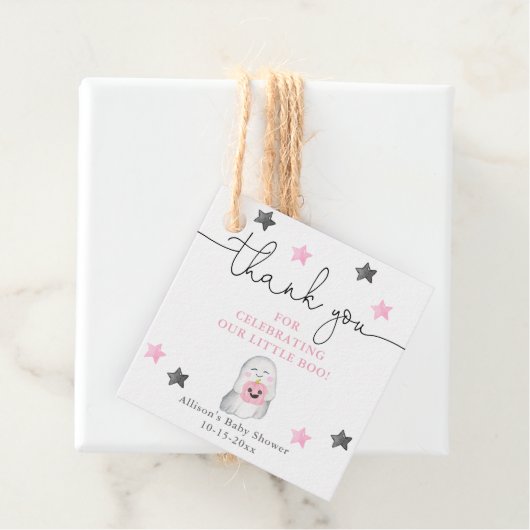 Halloween leuk spookroze wit meisje baby shower bedankjes labels (In situ)
